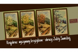 Galeria Na Złotej: Krajobraz wyszywany krzyżykiem - obrazy Julity Sawickiej